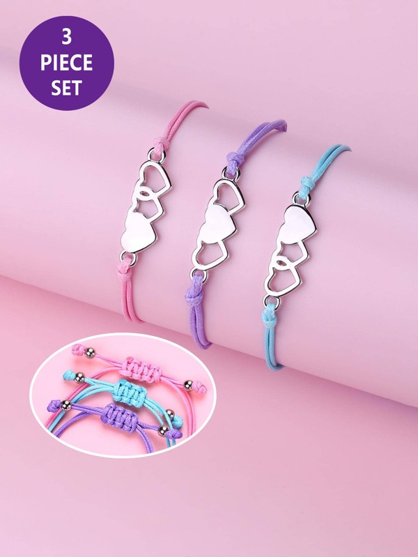 3 stks Meisjes Hart Decor Armband