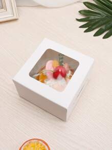 10pcs Simple Cheese Cake Packaging Box, Chiffon & Light Cheesecake Packing Box - White - View 1