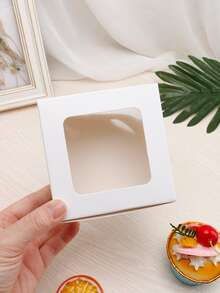 10pcs Simple Cheese Cake Packaging Box, Chiffon & Light Cheesecake Packing Box - White - View 2