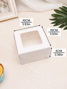 10pcs Simple Cheese Cake Packaging Box, Chiffon & Light Cheesecake Packing Box - White - View 4