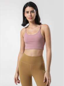 Back Knot Fitness Yoga Bra Tank Top For Women - Dusty Pink - View 3
