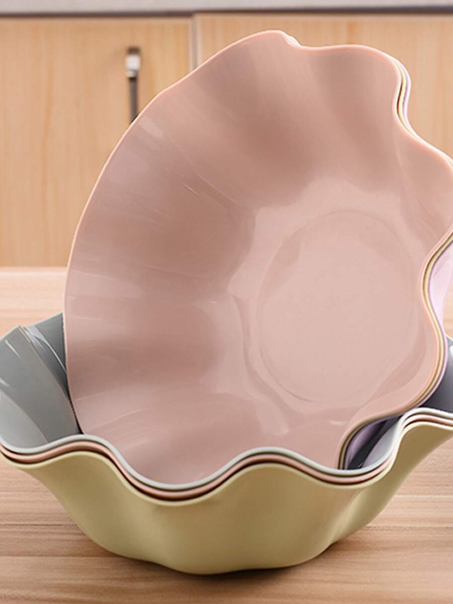 1入組客廳荷葉邊塑料水果糖果盤歐式瓜子碗零食盒家用乾果托盤 - 綠色 - 查看 1