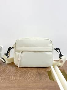 1pc Minimalist Solid Color Casual Versatile Men's Nylon Lightweight Water-Resistant Mini Shoulder Bag, Peach Tree Christmas Men Bag Vacation Travel Essentials Dad Gifts Side Bags For Men Crossbody Bag Tote Bag Messenger Bag Funny Gifts Bag For Men Holiday Essentials Camping Sling Bag For Men Summer Back To School Summer Bag Spring Break White Bag Pack Cross Body Bag School Supplies Purse Small Bag For Men Body Bag For Men - White - View 5