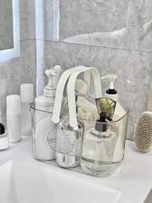 1pc Home Use Transparent Whale Shaped Bathing Basket, Bathroom Collection With Large Capacity And Water Draining Function - White - View 4