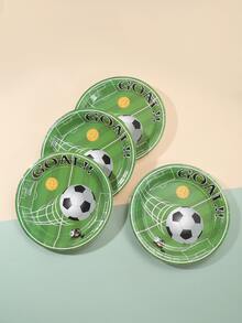 10入組7英寸一次性紙盤，帶綠色足球場和球門設計 - 彩色 - 查看 2