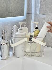 1pc Home Use Transparent Whale Shaped Bathing Basket, Bathroom Collection With Large Capacity And Water Draining Function - White - View 3