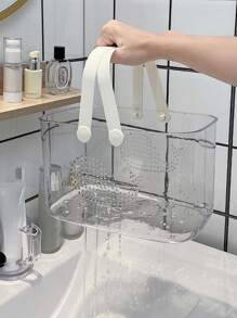 1pc Home Use Transparent Whale Shaped Bathing Basket, Bathroom Collection With Large Capacity And Water Draining Function - White - View 6