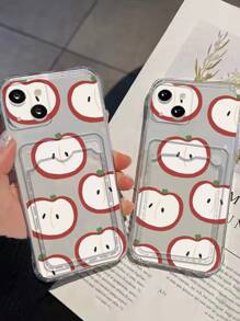 Apple Pattern Card Slot Phone Case - Multicolor - View 5