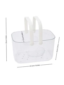 1pc Home Use Transparent Whale Shaped Bathing Basket, Bathroom Collection With Large Capacity And Water Draining Function - White - View 9
