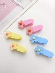 6 Girls Hair Clips Acrylic Flowers Asymmetric Rectangular BB Clips Cute Girls Side Clips Side Clips Side Clips Hair Accessories Hair Clips - Multicolor - View 4