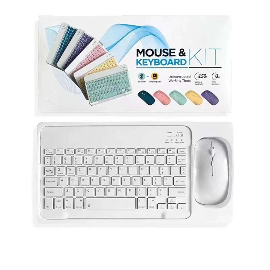 Mini Wireless Bluetooth-compatible Keyboard Mouse Set Rechargeable Compatible For Android Ios Windows - trắng - Xem 1
