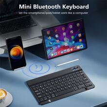 Mini Wireless Bluetooth-compatible Keyboard Mouse Set Rechargeable Compatible For Android Ios Windows - trắng - Xem 3