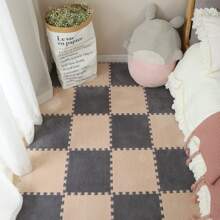 12pcs Set Modular Carpet, Bedroom Rug, Ins-Style Square Floor Mat, Bedside Rug, Anti-Slip Pad - Dark Grey - View 6