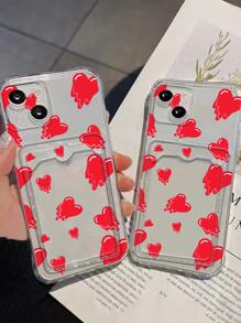 Heart Pattern Clear Card Slot Phone Case - Multicolor - View 5