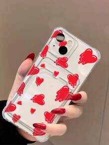 Heart Pattern Clear Card Slot Phone Case - Multicolor - View 4