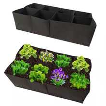 Vegetable Grow Bags Planters Split Planting Bag Cultivation Bag Breathable Cloth Felt Raised Garden Bed For Vegetables Flowers 4/8 Pockets Multi-grid Flowerpot - Black - View 2