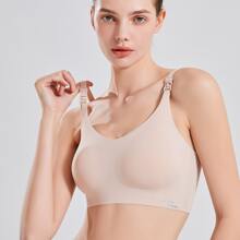 孕婦字母圖案哺乳內衣 - 杏色 - 查看 2