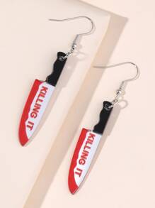 1雙萬聖節搞笑恐怖紅色的刀帶字母耳墜適合女士適用於全部 - 彩色 - 查看 3