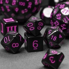 Cusdie 15 Pieces Complete D&D Dice Set D3-D100 D&D Dice Set, Polyhedral RPG Dice For TTRPG Role Playing Game - Màu đen với phông chữ màu tím - Xem 9