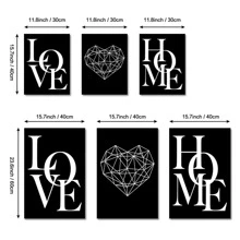 3入組家庭Love海報黑色和白色帆布繪畫牆上圖片適用於客廳北歐風裝飾用品家庭藝術邊框 - 彩色 - 查看 3