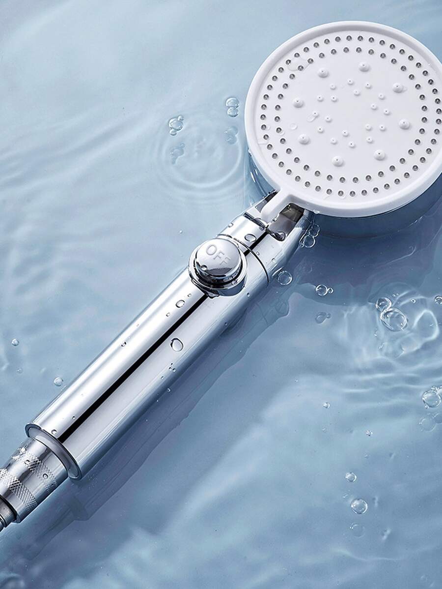 Silver Supercharged Showerhead With Bathroom Universal Joint Interface