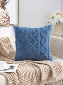 1pc Solid Color Cushion Cover Without Filler - Navy Blue - View 2