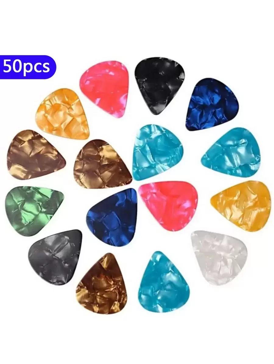 50 piezas/paquete Plumillas de guitarra , de colores para guitarra jugadores - Multicolor - Ver 1