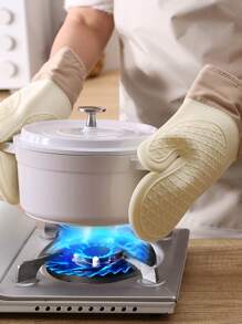 1pc White Heat Resistant Oven Glove - White - View 5