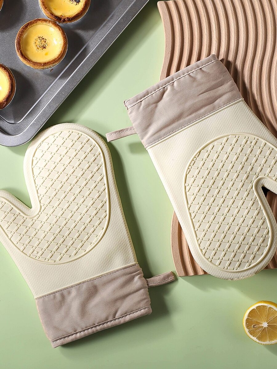 1pc White Heat Resistant Oven Glove - White - View 1