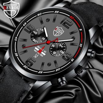 DEYROS 1 pieza Reloj cuarzo con fecha de hombres PU