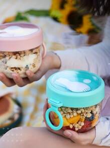 1 件沙拉杯隔夜燕麦杯带盖、勺子、密封便携式早餐杯，适用于酸奶、麦片、豆浆、牛奶学校用品，返校