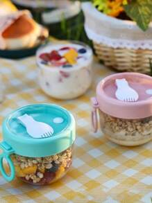 1 件沙拉杯隔夜燕麦杯带盖、勺子、密封便携式早餐杯，适用于酸奶、麦片、豆浆、牛奶学校用品，返校