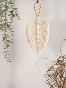 1 Miếng Boho Dệt thủ công Tua & Lá hình Đồ trang trí treo Vật trang trí - Màu be - Xem 1
