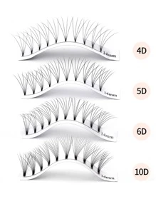 12Lines MASSCAKU Lashes Premade Wispy Fans 3d/4d/5d/6d Short Stem Mix Length Russian Volume Professional Eyelashes Faux Mink Lash Clusters Eyelash Extensions Individual Lashes Eyelash Clusters Extensions Wispy Lashes Cluster DIY At Home - Black and White - View 2