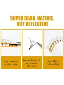 12Lines MASSCAKU Lashes Premade Wispy Fans 3d/4d/5d/6d Short Stem Mix Length Russian Volume Professional Eyelashes Faux Mink Lash Clusters Eyelash Extensions Individual Lashes Eyelash Clusters Extensions Wispy Lashes Cluster DIY At Home - Black and White - View 4