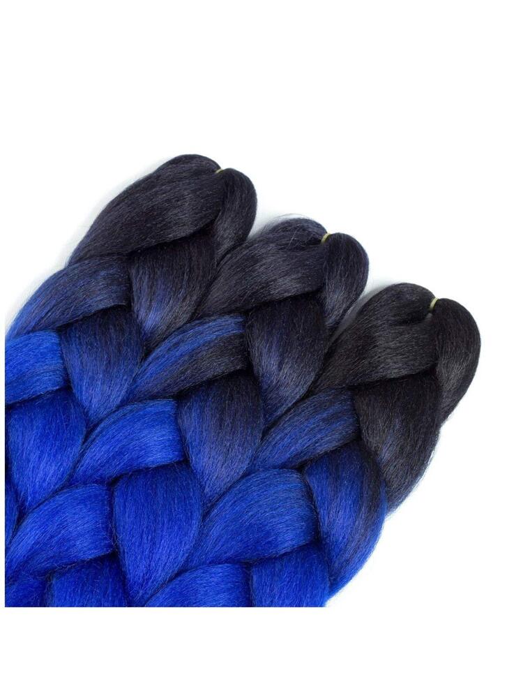 24'' Large Braids Gradient Color Synthetic Hair Extension Hairpiece, Colorful Braid Hair Accessories For Cosplay, Party, Blue Gradient Color