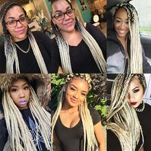 24英寸大編織假髮大漸變色接髮編織假髮彩色彩色編織編織高溫人造假髮合適的適用於角色扮演,派對,穿著假髮淺褐色的漸變 - 米色 - 查看 4