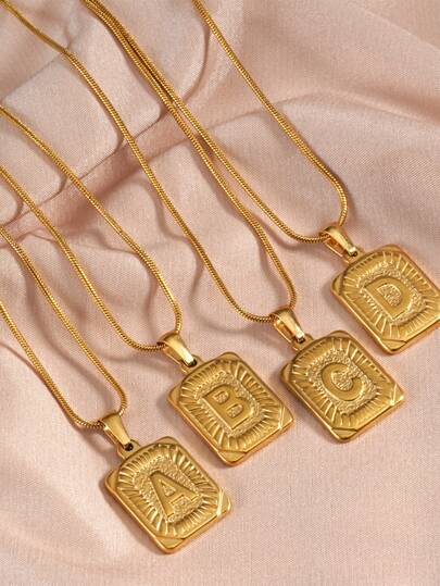 1pc Snake Bone Chain Alphabet Pendant Necklace