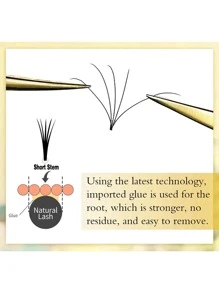 12Lines MASSCAKU Lashes Premade Wispy Fans 3d/4d/5d/6d Short Stem Russian Volume Professional Eyelashes Faux Mink - Ginger - View 3