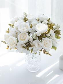 1 件/3 件人造玫瑰、绣球花、牡丹和混合花束，适用于新娘、婚礼装饰、DIY 花环、生日派对、家居装饰、花瓶、户外花园、秋季、万圣节、圣诞节