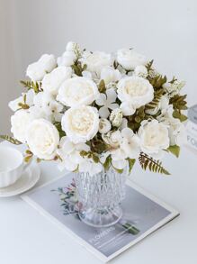 1 件/3 件人造玫瑰、绣球花、牡丹和混合花束，适用于新娘、婚礼装饰、DIY 花环、生日派对、家居装饰、花瓶、户外花园、秋季、万圣节、圣诞节