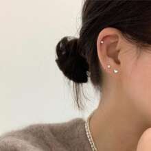 Set de 3 piezas Pendientes con aro con forma de corazón y perla sintética, joyería de oreja exquisita como regalo para San Valentín, mamá, madre, Día de la Madre