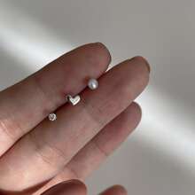 Set de 3 piezas Pendientes con aro con forma de corazón y perla sintética, joyería de oreja exquisita como regalo para San Valentín, mamá, madre, Día de la Madre