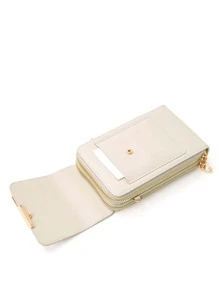 Touch Screen Crossbody Phone Wallet Lightweight Fashion White-Collar Workers College Work Business Commute Office For Anniversary For For Birthday Gift On Valentine Day Gift Gift Women Purse - Light Grey - View 4