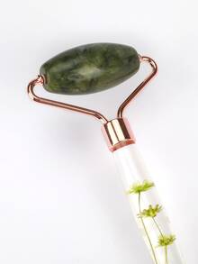 Jade Roller & Gua Sha Facial Tools Natural Green Jade Heart Shape Guasha Beauty Skin-Care Tool Face Roller For Face Skin Eyes Neck Back Relaxing Portable Cold Stone Massager - Green - View 4