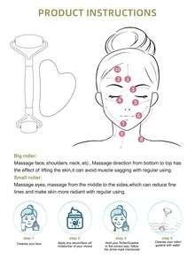 Jade Roller & Gua Sha Facial Tools Natural Green Jade Heart Shape Guasha Beauty Skin-Care Tool Face Roller For Face Skin Eyes Neck Back Relaxing Portable Cold Stone Massager - Green - View 6