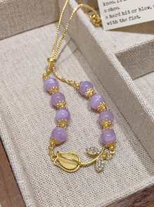 Purple Crystal Tulip Bracelet For Women - Purple - View 3