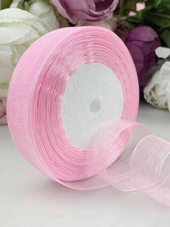 2cm薄透緞帶帶透明歐根紗&雪紡材料和蝴蝶結裝飾用品適用於頭髮或者蛋糕工藝
