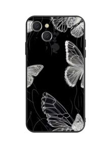 Butterfly Pattern Phone Case - Black and White - View 4