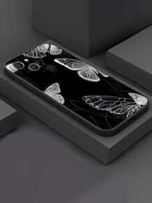 Butterfly Pattern Phone Case - Black and White - View 2